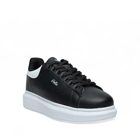 VOLİS Siyah-Beyaz Kalın Taban Günlük Bağcıklı Erkek Sneaker Ayakkabı
