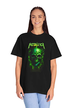 Metalica Baskılı Siyah Unisex Tişört
