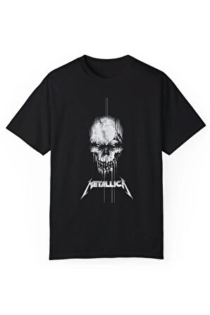 Metalica Baskılı Siyah Unisex Tişört