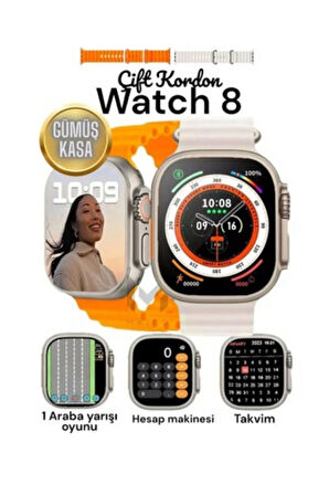 Watch 8 Bluetooth Ultra Akıllı Saat +1 Strap Smart Watch