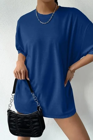 Unisex Sax Mavi Sırt Kelebek Baskılı T-shirt