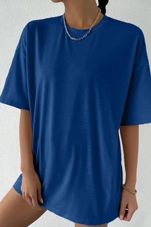 Unisex Sax Mavi Sırt Kelebek Baskılı T-shirt