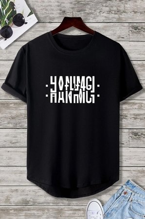 Hanımcı Yazılı Katlamalı Tasarım Tshirt