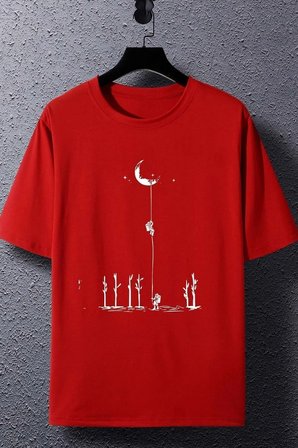 Unisex Uzay Temalı Baskılı T-shirt