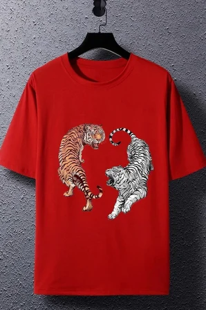 Unisex Tiger Baskılı T-shirt