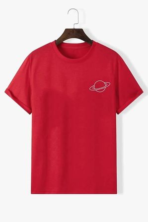 Unisex Saturn Baskılı T-shirt