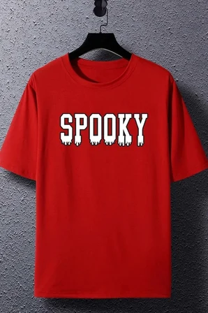 Unisex Spooky Baskılı T-shirt
