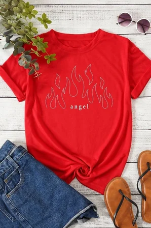 Unisex White Angel Baskılı T-Shirt
