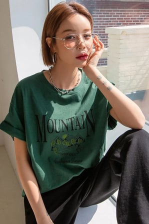 Unisex Montain Baskılı T-shirt