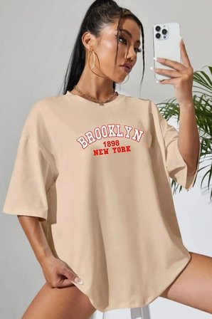 Unisex Brooklyn Baskılı T-shirt