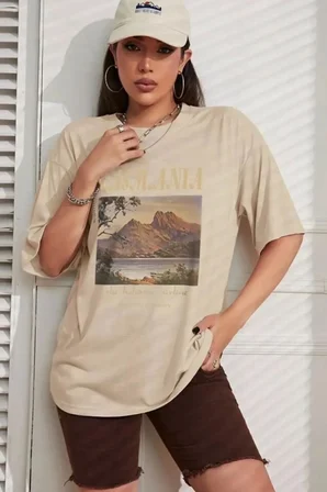 Unisex Tasmania Baskılı T-shirt