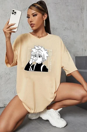 Unisex Killua Zoldyck Baskılı T-shirt