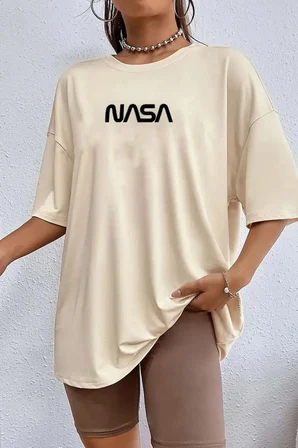 Unisex Nasa Baskılı T-shirt