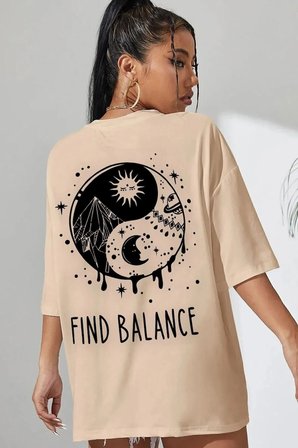 Unisex Yin & Yang Baskılı T-shirt