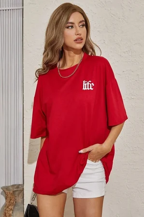 Unisex Life Baskılı T-shirt