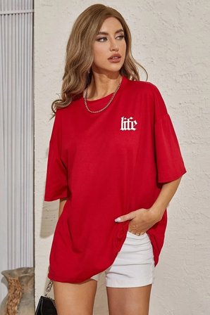 Unisex Life Baskılı T-shirt