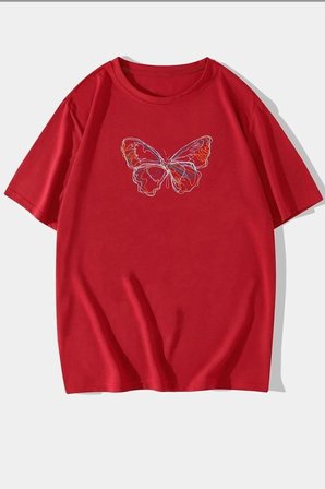 Unisex Butterfly Baskılı T-shirt
