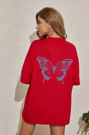 Unisex Butterfly Baskılı T-shirt