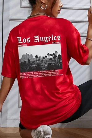 Unisex Los Angles Tasarım T-shirt