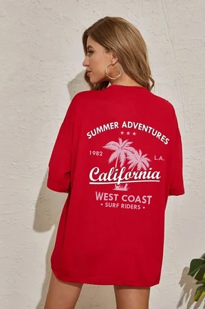 Unisex California Baskılı T-shirt