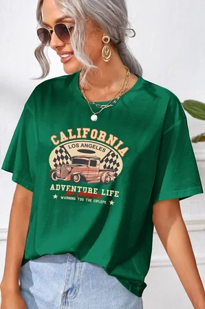 Unisex California Baskılı T-shirt
