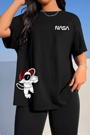 Unisex Nasa Baskılı T-shirt