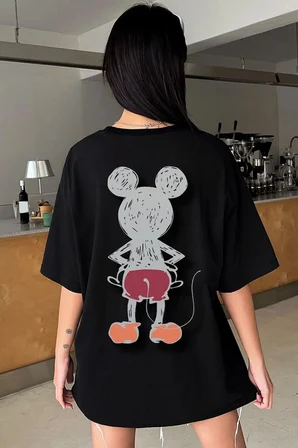 Unisex Mause Baskılı T-shirt