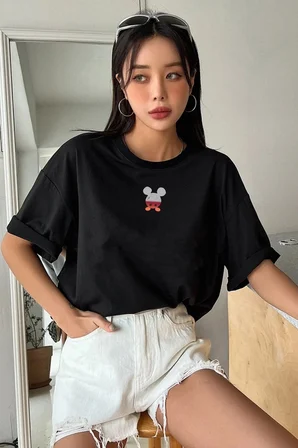 Unisex Mause Baskılı T-shirt
