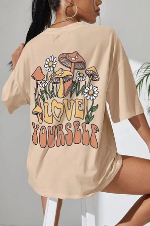 Love Yourself Baskılı T-shirt