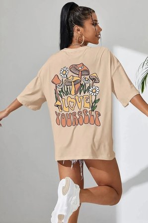 Love Yourself Baskılı T-shirt