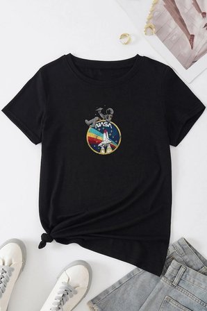 Unisex Nasa Baskılı Tshirt