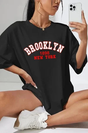 Unisex Brooklyn Baskılı Tshirt