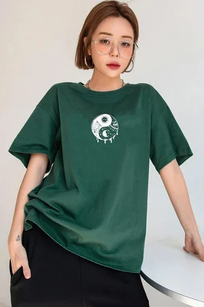 Unisex Yin & Yang Baskılı T-shirt