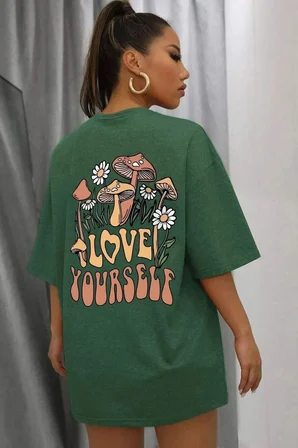 Unisex Love Yourself Baskılı T-shirt