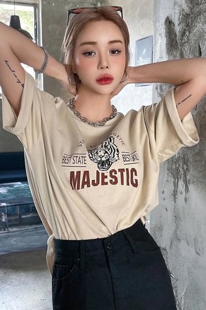 Unisex Majestic Baskılı Oversize T-shirt Garalio