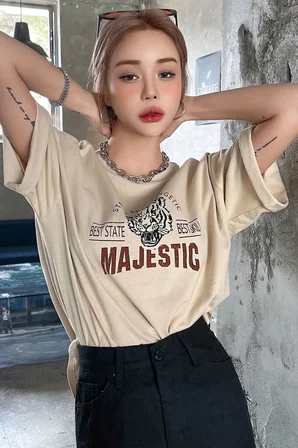 Unisex Majestic Baskılı Oversize T-shirt Garalio