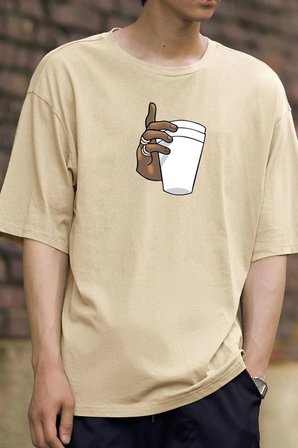Unisex Tupac Coffee Baskılı T-shirt
