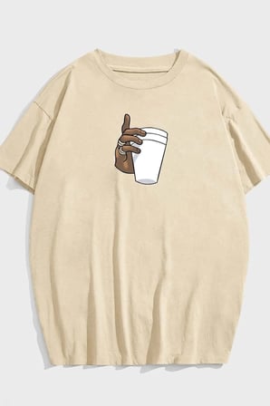 Unisex Tupac Coffee Baskılı T-shirt