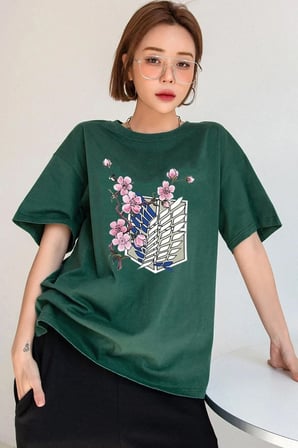 Unisex Flowers Baskılı T-shirt