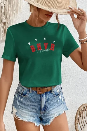 Unisex Bhvr Baskılı T-shirt