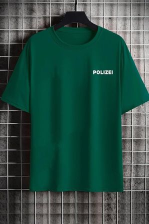 Unisex Polizei Baskılı T-shirt