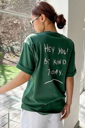 Unisex Hey You Baskılı T-shirt