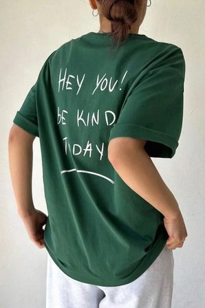 Unisex Hey You Baskılı T-shirt