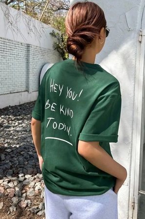Unisex Hey You Baskılı T-shirt