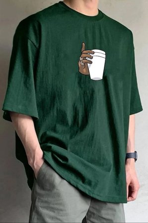 Unisex Tupac Coffee Baskılı T-shirt