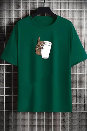 Unisex Tupac Coffee Baskılı T-shirt