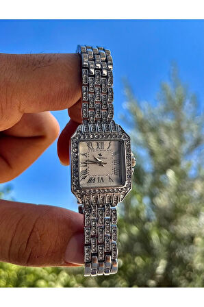 VINTAGE KARE TAŞLI MODEL ROMA RAKAMLI METAL KADIN KOL SAATİ
