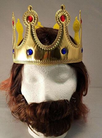 Altın Renk Kumaş Malzemeden İmal Çocuk Kral Tacı 57 cm