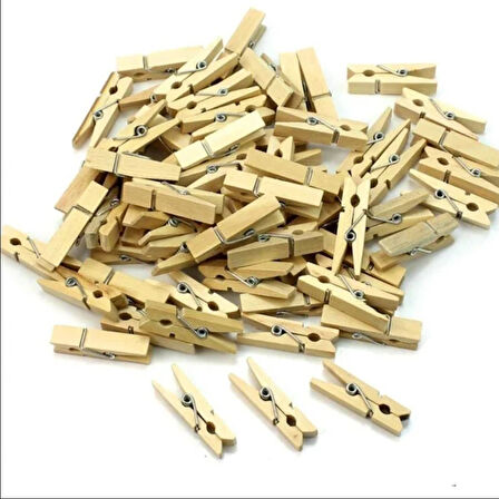 100'lü Beyaz Ahşap Mandal 2.5cm (10'lu Paket-1000 Adet)