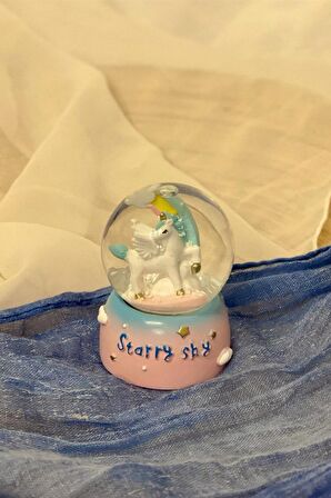 Unicorn Starry Sky Işıklı Mini Kar Küresi